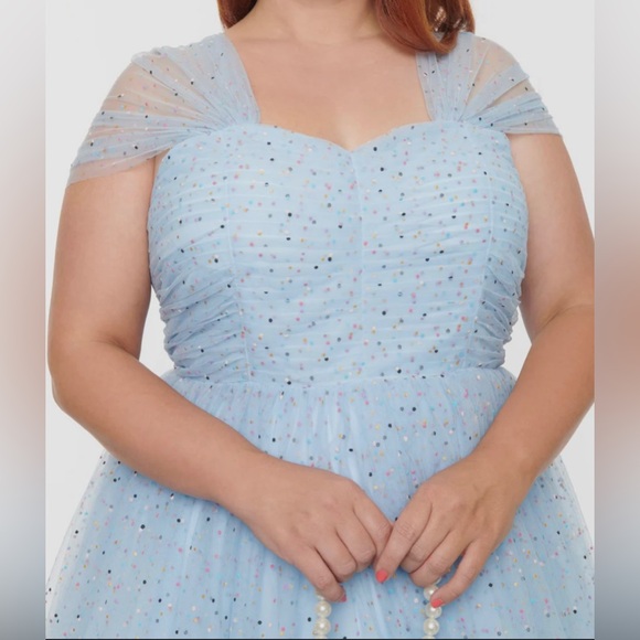 NWT Unique Vintage Blue Confetti Garden State Dress Retro Pinup Dapper 3X 20 22 - Picture 2 of 6